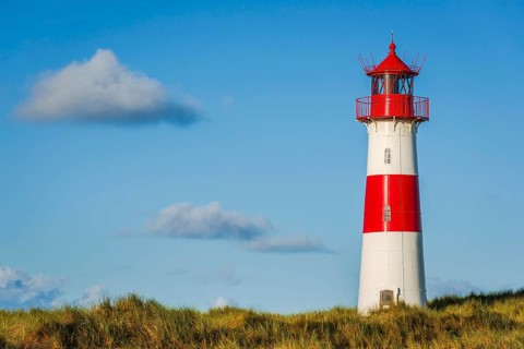 The Lister lighthouse at Ellenbogen, morning light, morning mood, dune, North Sea island, Sylt