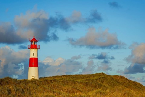 The Lister lighthouse at Ellenbogen, morning light, morning mood, dune, North Sea island, Sylt