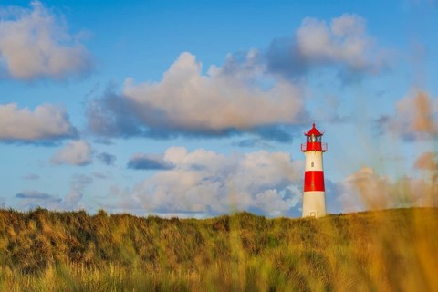 The Lister lighthouse at Ellenbogen, morning light, morning mood, dune, North Sea island, Sylt