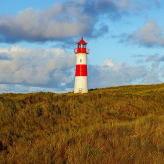 The Lister lighthouse at Ellenbogen, morning light, morning mood, dune, North Sea island, Sylt