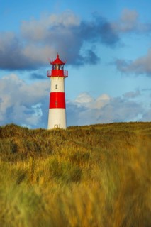 The Lister lighthouse at Ellenbogen, morning light, morning mood, dune, North Sea island, Sylt
