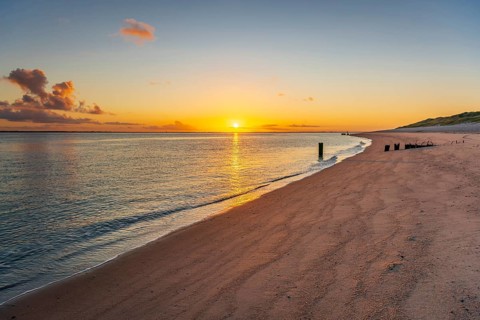 Sunrise on Ellenbogen beach on the North Sea island of Sylt