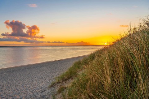 Sunrise on Ellenbogen beach on the North Sea island of Sylt