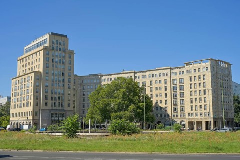 Residential building from the 1950s, GDR socialist housing, Strausberger Platz, Friedrichshain,