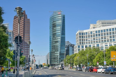 High-rise buildings, Kollhoff, Bahntower, Potsdamer Platz, Tiergarten, Mitte, Berlin, Germany