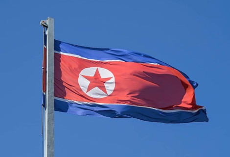 Flag over the Embassy of the Democratic People's Republic of Korea, North Korea, Glinkastraße,
