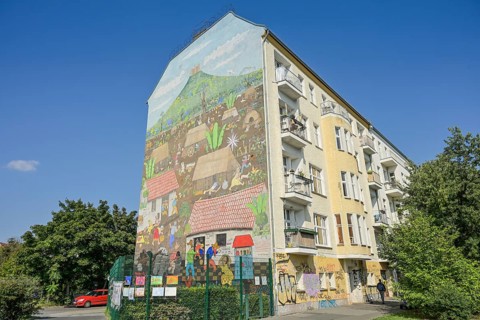 Mural, Nicaraguan village Monimbo 1978, Skandinavische Straße, Lichtenberg, Berlin, Germany