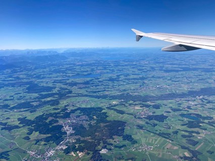 View from the aeroplane of Bürmoos and Lamprechtshausen, Salzburger Land, as well as Lake Waginger