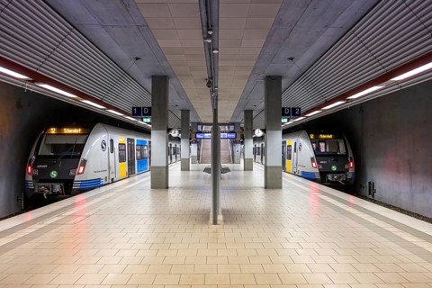 Deutsche Bahn DB Regio class 430 S-Bahn Stuttgart trains at Filderstadt station, Germany