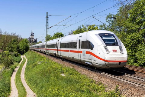 ICE 4 high-speed train of Deutsche Bahn DB in Bruchsal, Germany