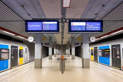 Deutsche Bahn DB Regio class 430 S-Bahn Stuttgart trains at Filderstadt station, Germany