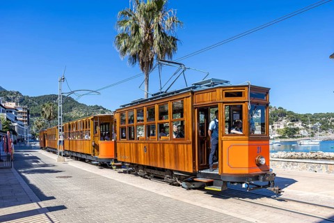 Historic tram Tranvia de Soller public transport public transport in Majorca in Port de Soller,