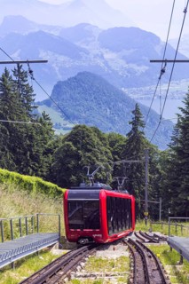 Pilatus railway Cogwheel railway to Mount Pilatus in the Swiss Alps in Pilatus, Switzerland