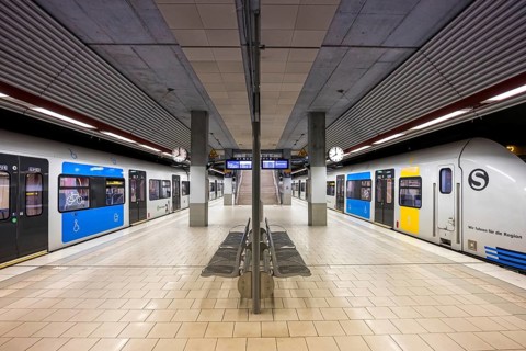 Deutsche Bahn DB Regio class 430 S-Bahn Stuttgart trains at Filderstadt station, Germany