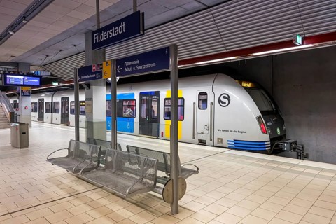 Deutsche Bahn DB Regio class 430 S-Bahn Stuttgart train at Filderstadt station, Germany