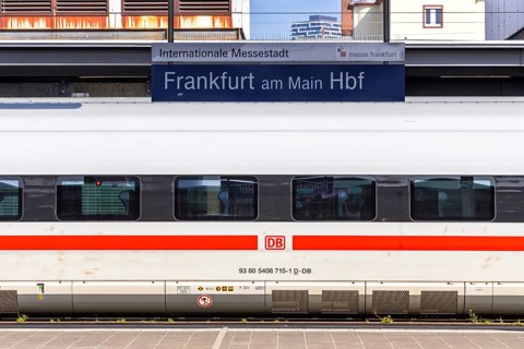 Deutsche Bahn DB ICE high-speed train at Frankfurt Central Station, Germany