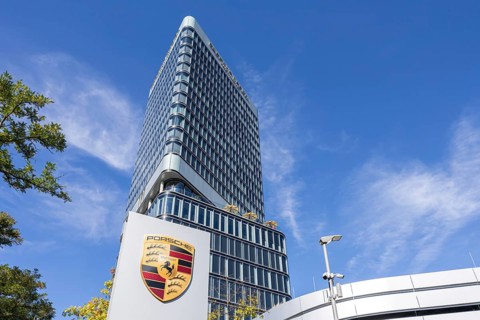 Porsche Design Tower high-rise and Porsche Centre Autohaus am Pragsattel in Stuttgart, Germany