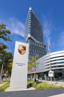 Porsche Design Tower high-rise and Porsche Centre Autohaus am Pragsattel in Stuttgart, Germany