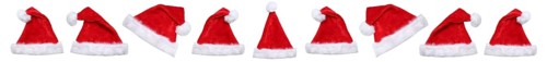 Christmas with Santa hats Santa hats Father Christmas in a row banner cropped against a white