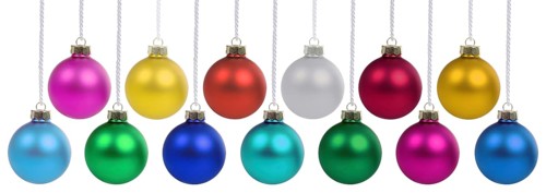 Christmas baubles with Christmas decorations colours decoration hanging clipping isolated cropped