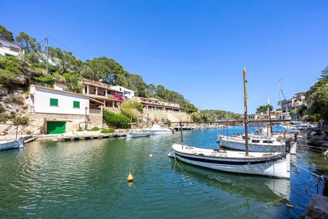 Bay of Cala Figuera on Majorca with boats holiday by the sea trip in Cala Figuera, Spain