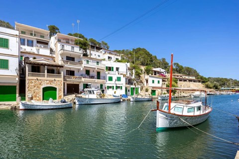 Bay of Cala Figuera on Majorca with boats holiday by the sea trip in Cala Figuera, Spain