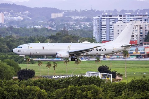A Boeing P-8A Poseidon aircraft of the United States Navy with the registration 168441 at San Juan
