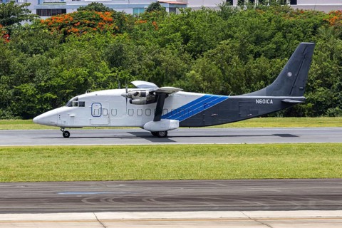 An Air Cargo Carriers Short 360-100 aircraft with registration N601CA at San Juan Airport, Puerto