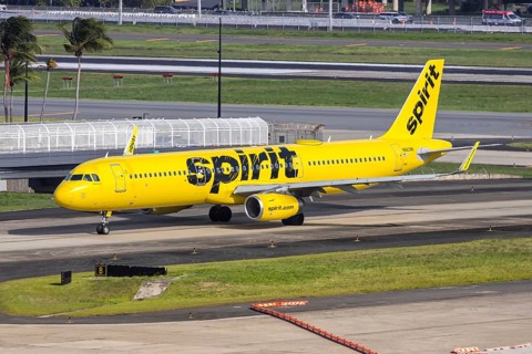 A Spirit Airlines Airbus A321 aircraft with the registration number N663NK at San Juan Airport,