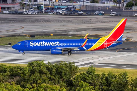 A Boeing 737-800 aircraft of Southwest Airlines with the registration number N8623F at San Juan
