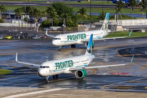 Airbus A321neo aircraft of Frontier Airlines with registration N629FR at San Juan Airport, Puerto