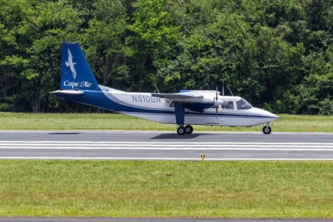 A Britten-Norman BN-2B-20 Islander aircraft of Cape Air with registration N510BN at San Juan