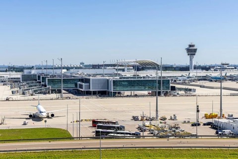 Terminal 1 with the new pier extension at Munich Airport, Germany