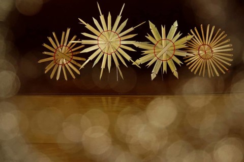 Christmas decoration, home-made straw stars, Germany