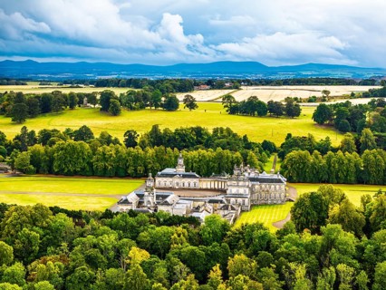 Hopetoun House from a drone, South Queensferry, Edinburgh, Scotland, United Kingdom