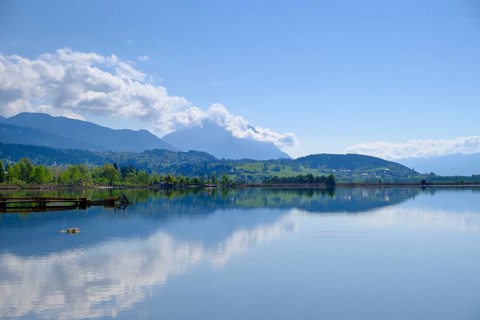 Lake Pressegger See, near Hermagor, Gailtal, Carinthia, Austria