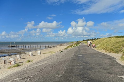 Tar dyke Utersum directly on the Wadden Sea, Föhr, North Frisian Island, North Frisia,