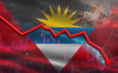 Antigua and Barbuda financial fall on economy market. Antigua and Barbuda financial crisis on