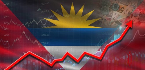 Antigua and Barbuda financial growth on market graph. Antigua and Barbuda economic growth on