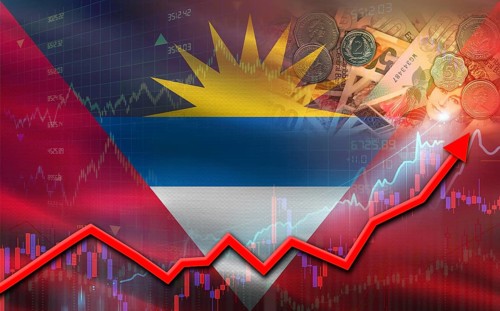 Antigua and Barbuda economic growth on financial graph. Antigua and Barbuda financial growth on