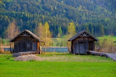 Evening atmosphere at Lake Weissensee, near Techendorf, Carinthia, Austria