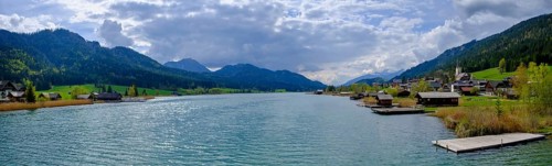 Weißensee, dark clouds, near Techendorf, Carinthia, Austria