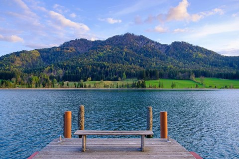 Evening atmosphere at Lake Weissensee, near Techendorf, Carinthia, Austria