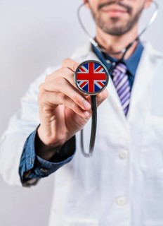 United Kingdom health and medical insurance concept. United Kingdom healthcare system, doctor