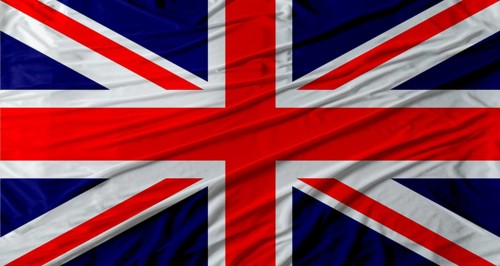 British flag waving. Flag of United Kingdom with cloth texture