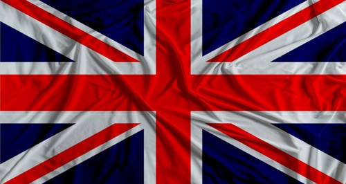 British flag with fabric texture background. National flag of United Kingdom