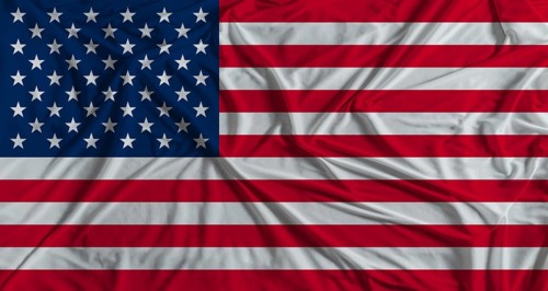 American flag with fabric texture background. National flag of USA