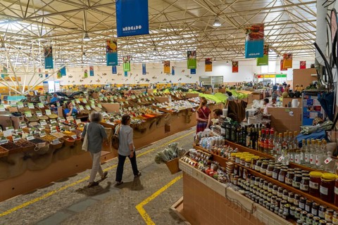 The Mercado Municipal de Tavira, market stalls of all kinds under one roof, spices, vegetables,