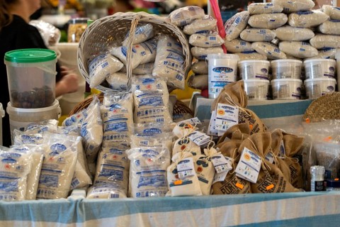 The Mercado Municipal de Tavira, market stalls of all kinds under one roof, spices, salt from the