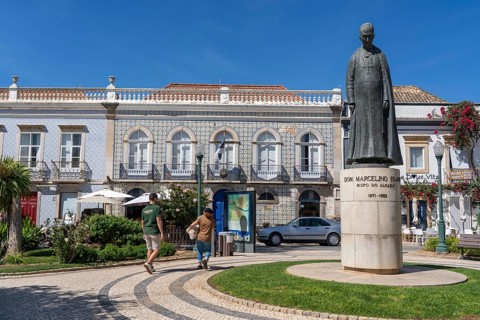 The old town of Tavira, at Praça Dr António Padinha, in the Algarve, Portugal